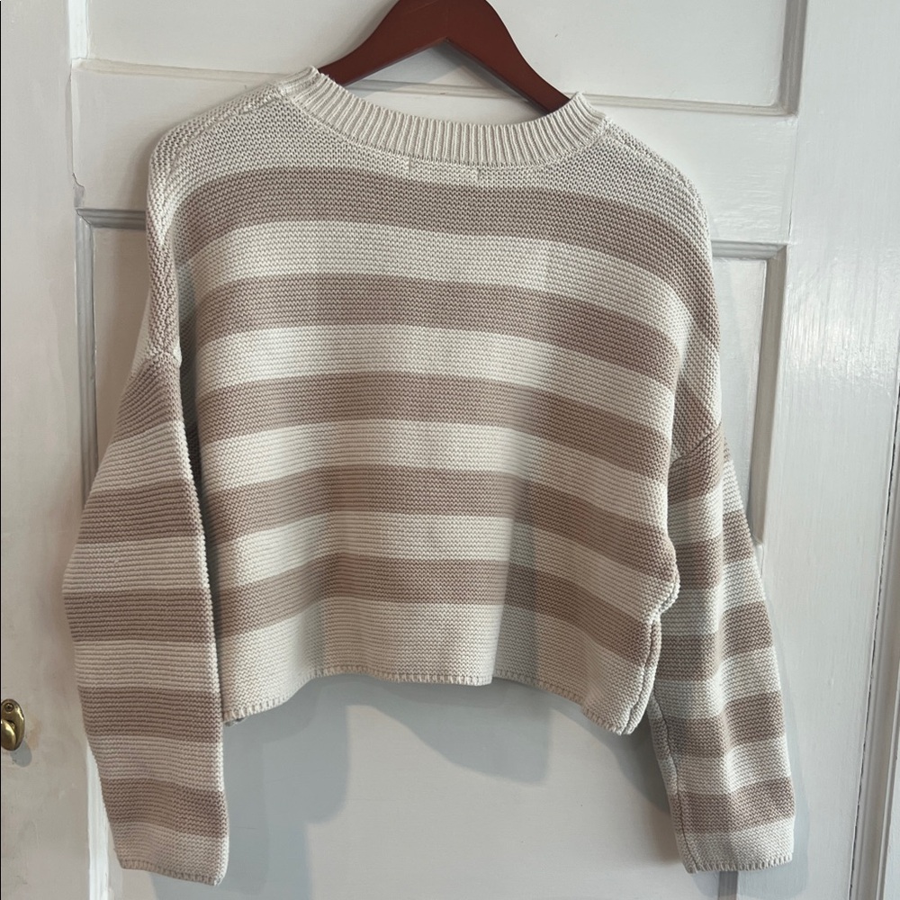 moon & madison Beige and White Striped Sweater - Picture 2 of 2